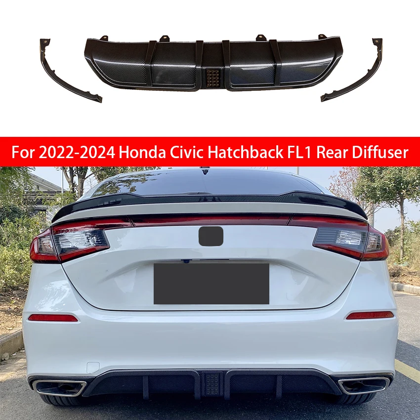 

For 2022-2024 Honda Civic Hatchback FL1 Rear Bumper Diffuser Splitter Chin Spoiler Exhaust Pipe Bodykit Car Tuning Accessories