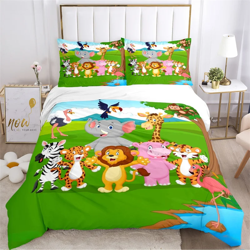 Jungle Animal Lion All Season Duvet Cover Comforter Bedding sets Soft Quilt Cover and Pillowcases Teens Single/Double/Queen/King