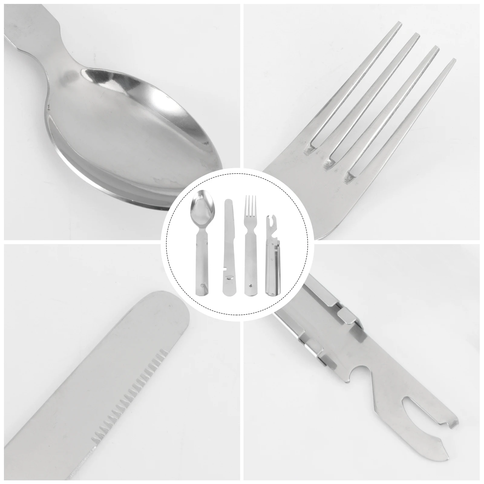 

4 Pcs Stainless Steel Set Rust Resistant Portable Camping Travel Cutlery Modern Design Kitchen Bar