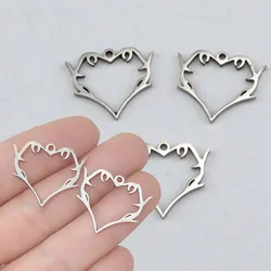 4Pcs Stainless Steel Thorns Heart Charms Resin Frame Pendants For DIY Jewelry Making Earrings Necklaces Bracelet Craft Accessory