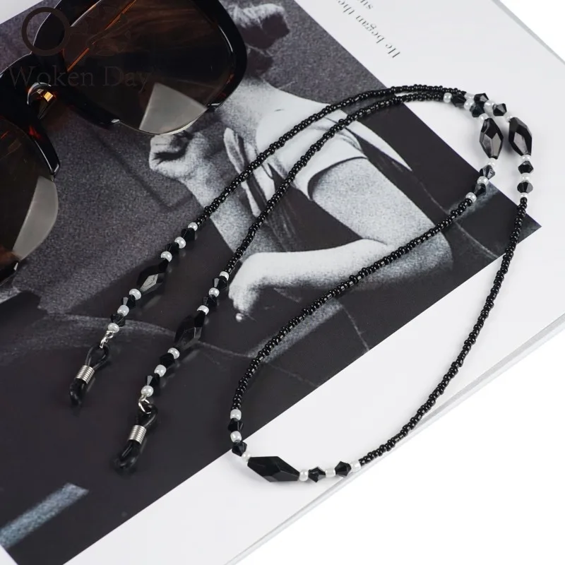 Fashion Glasses Chain Black Acrylic Bead Chain Anti-Slip Glasses Rope Holder Neck Strap Sunglasses Hanging Rope Accessories