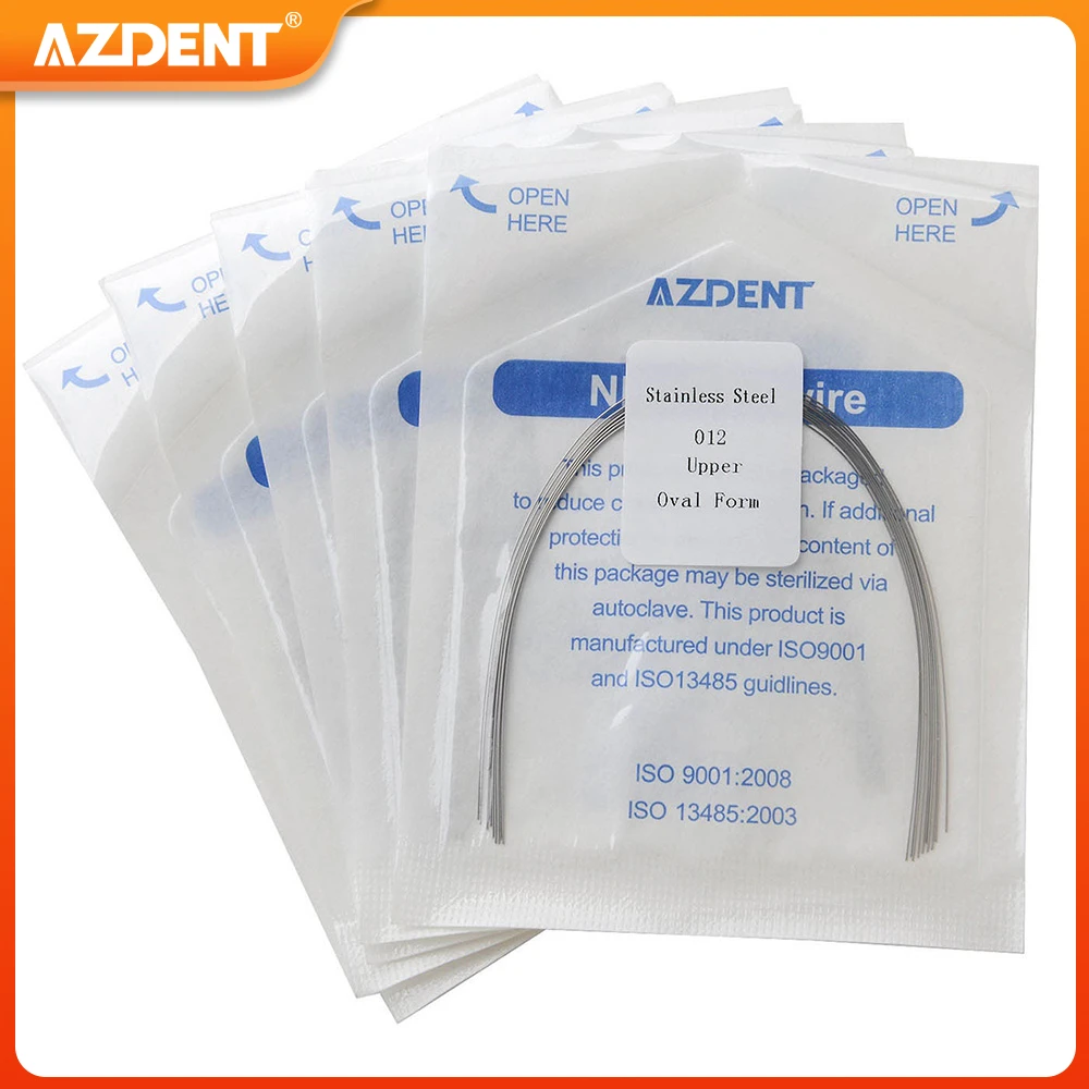 

5 Packs AZDENT Dental Orthodontic Stainless Steel Round Rectangular Arch Wires Oval Form Upper Lower Archwire 10pcs/Pack