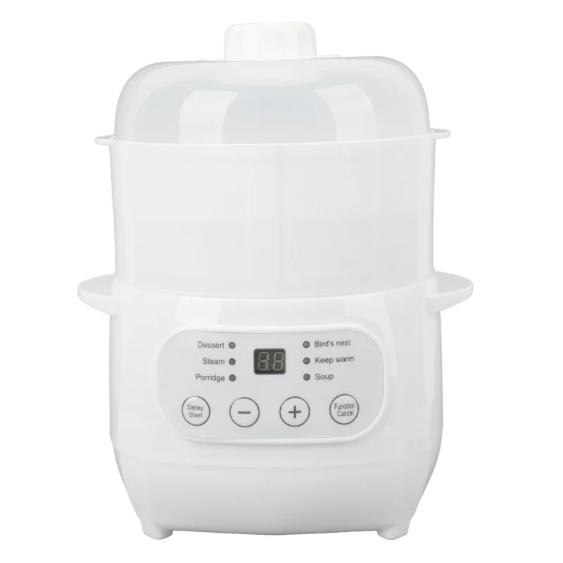 Ceramic Electric Stew Pot With Steam Basket Timer Pre Settings Automatic Cooker For Soup Porridge
