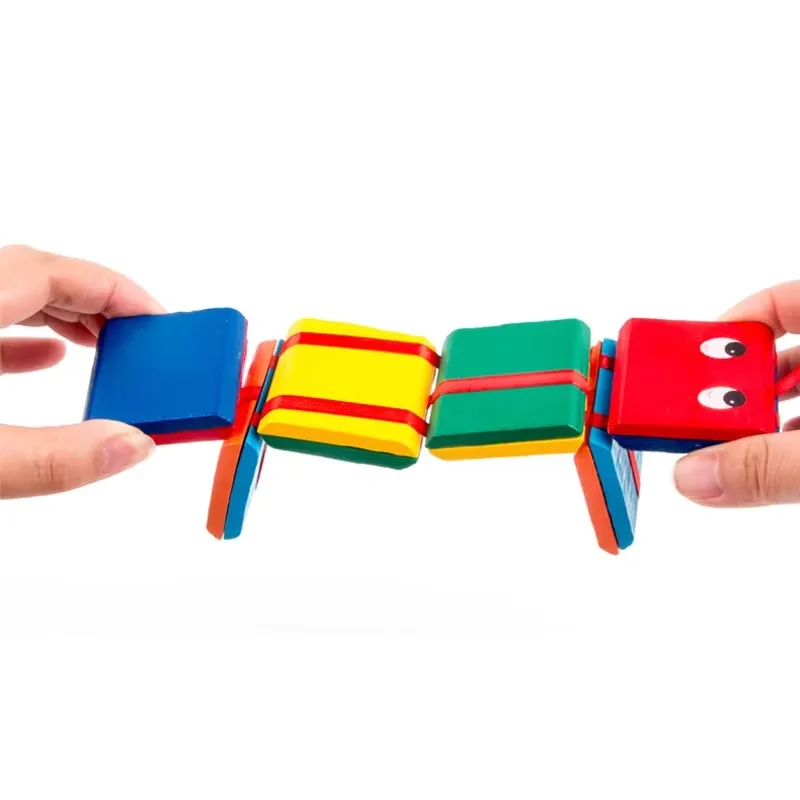 1 Stück Unendliche Magische Klappbare Holzschlangen-Bausteine Klassisches Nostalgisches Frühpädagogisches Kinderspielzeug Kindergarten-Puzzlespielzeug