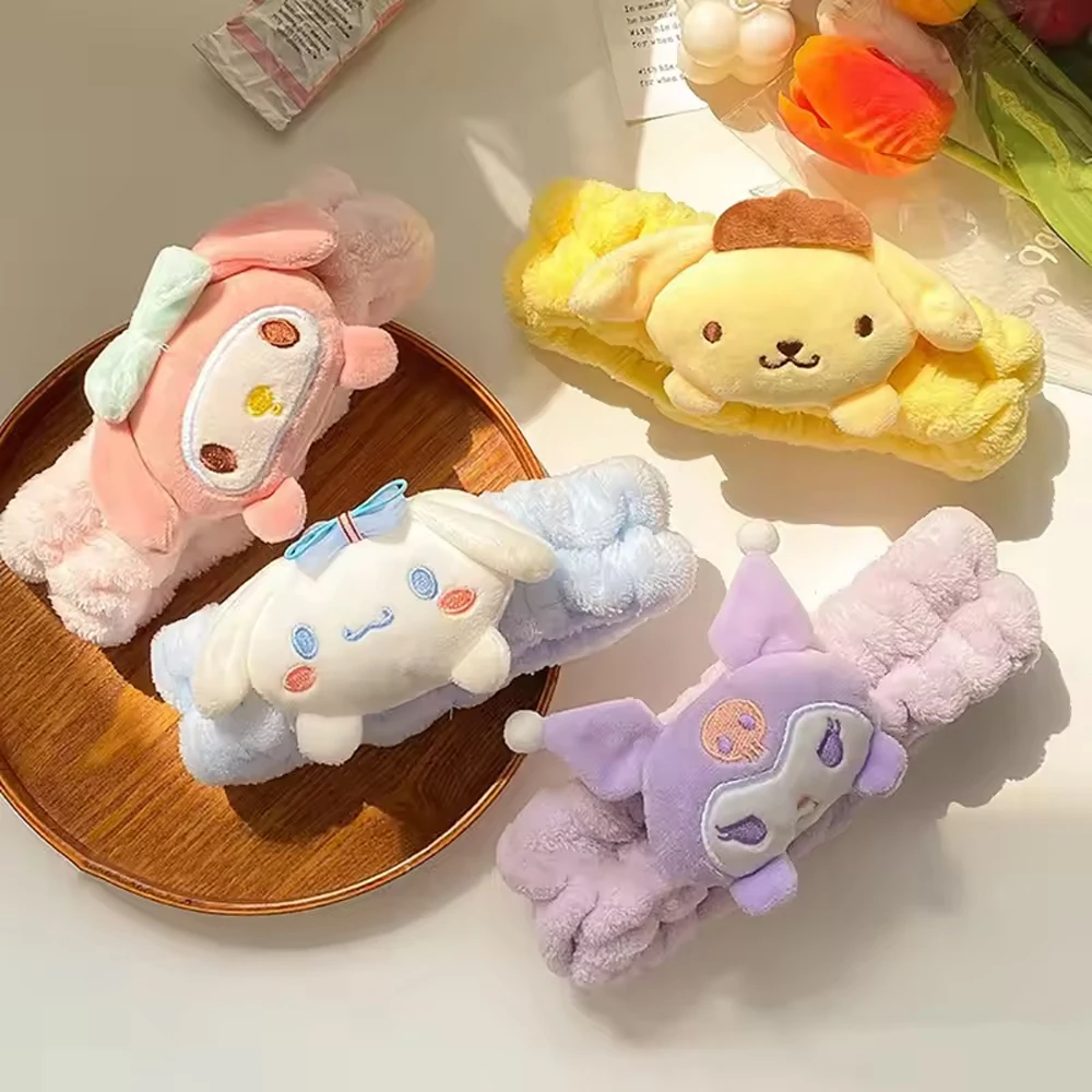 Banda para lavar la cara Sanrio, diademas para lavar la cara, Kuromi Melody Cinnamoroll, vendaje de lavado, accesorios para el cabello de Anime