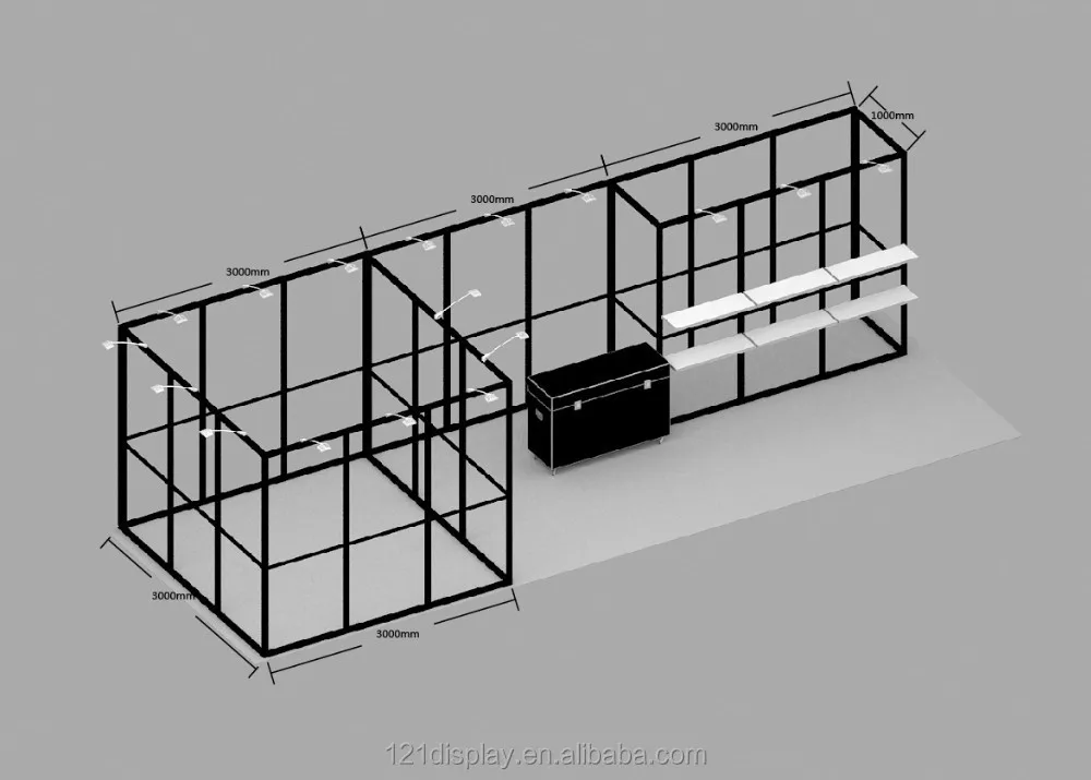 10x20 20x20 20x30 Cabina de exposición de perfil de aluminio grande Modular popular Exhibición de ferias comerciales con estante