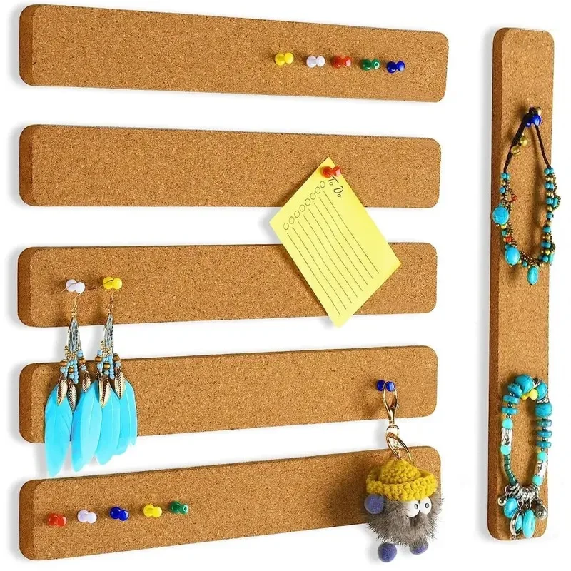 4pcs Cork Board Strips Self Adhesive Small Cork Board Paste Notes Photos Schedules for Wall Desk Home Classroom Office Decorate