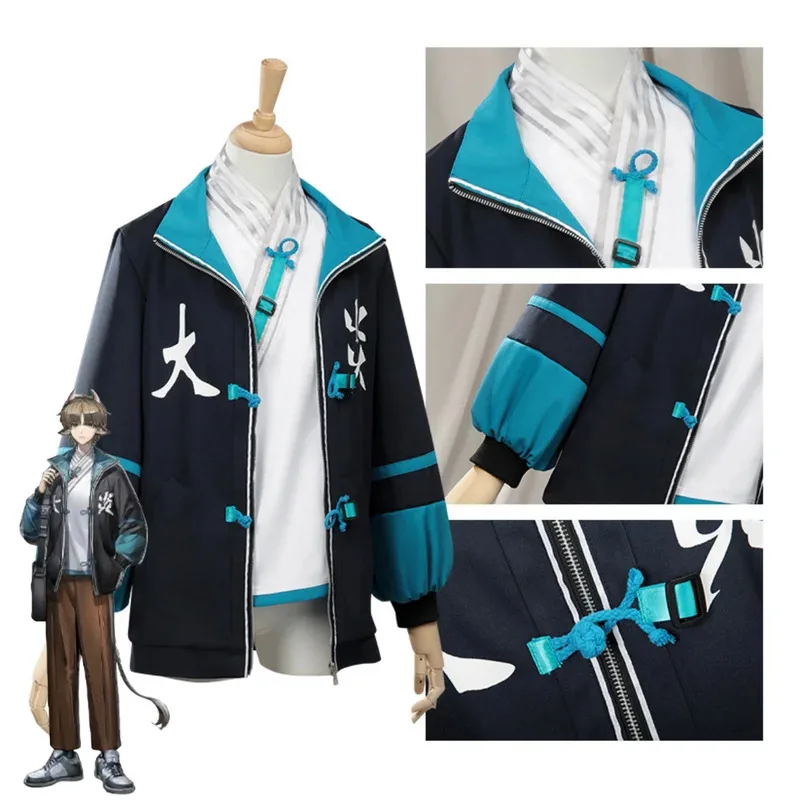 

Anime Game Arknights Yan Cosplay Costume Daily Black Montage Coat Tops Bathrobe Adult Man Woman Halloween Carnival Suitc;6,r'8;p