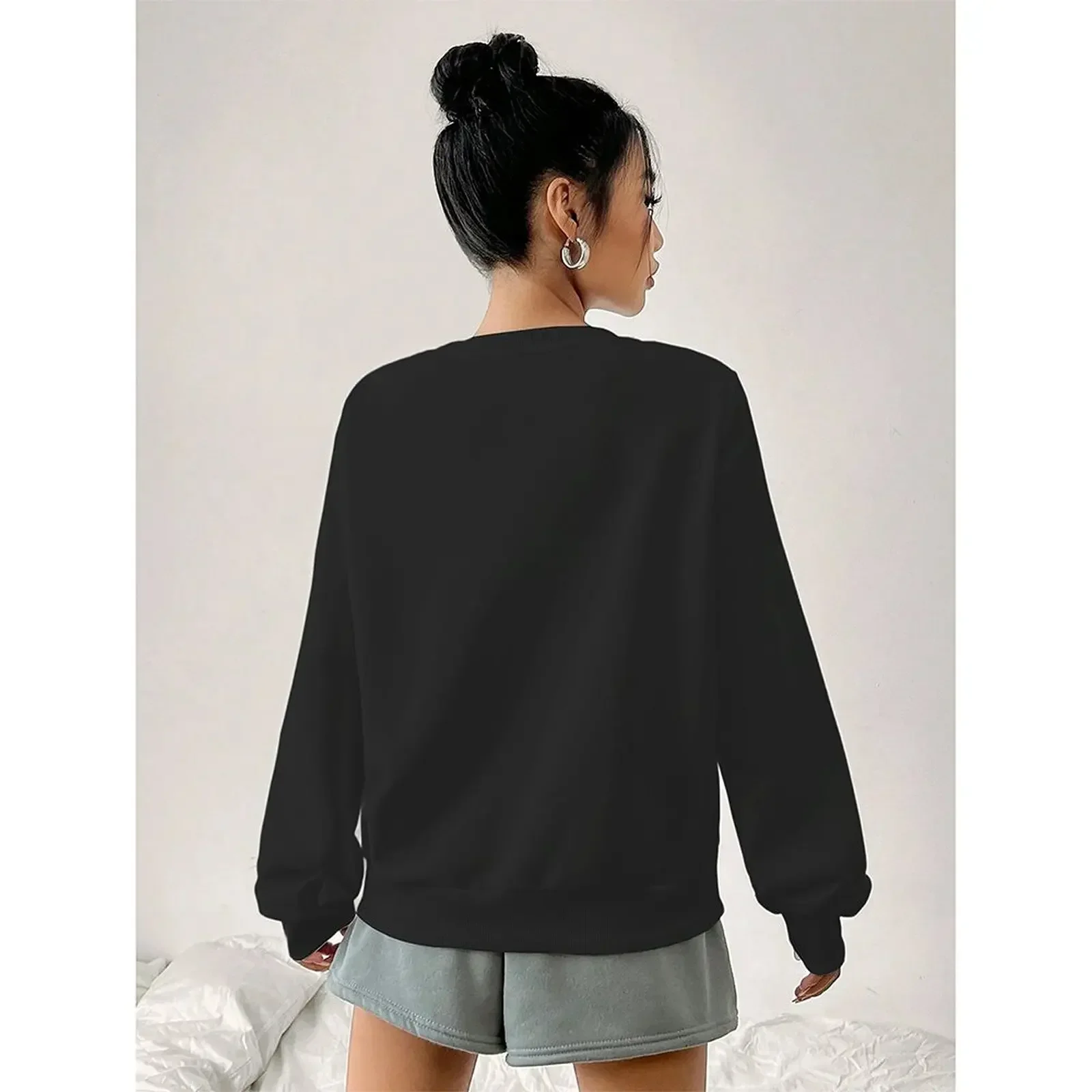 2025 Fashion O-Neck Long Sleeve Pullovers Woman Y2k Elegant Sweatshirt Velvet Winter Comfortable Loose Casual Printed Tops