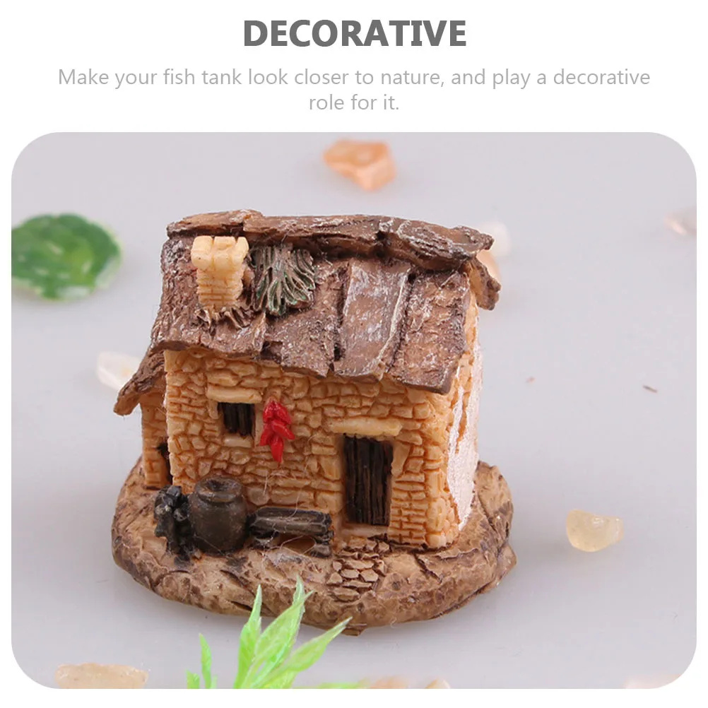 

5Pcs Mini Aquarium Houses Resin Decorative Cottages Lifelike Country Design Fish Tank Landscape Accessory