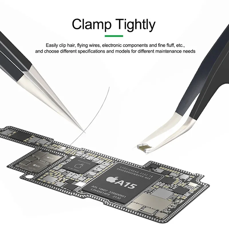 RELIFE RL-ESD-11/15 Anti-Static Non-Magnetic Tweezers Corrosion Resistant Thickening High-Precision Straight Bending Repair Tool