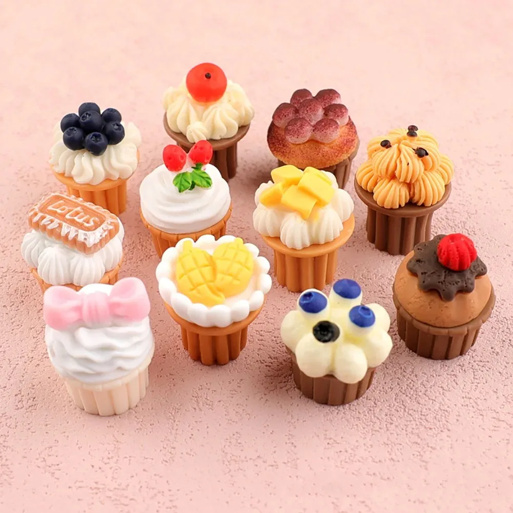10pcs Dollhouse Miniature Food Mini Cheese Cupcake Cake Model for 1/6 Blyth Doll Accessories Toys