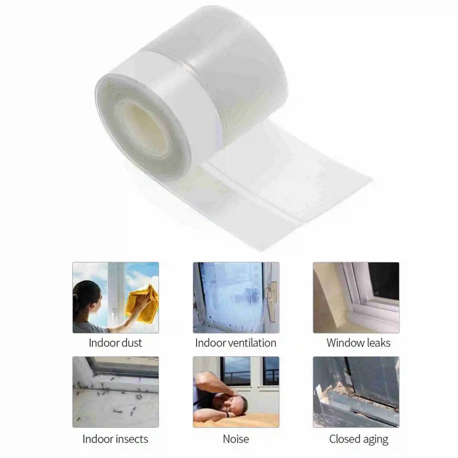 3.3ft 1m  Strip Silicone Rubber Sealing Sticker Self-adhesive  Strip for Door Window Door Noise Stopper and Soundproofing Door