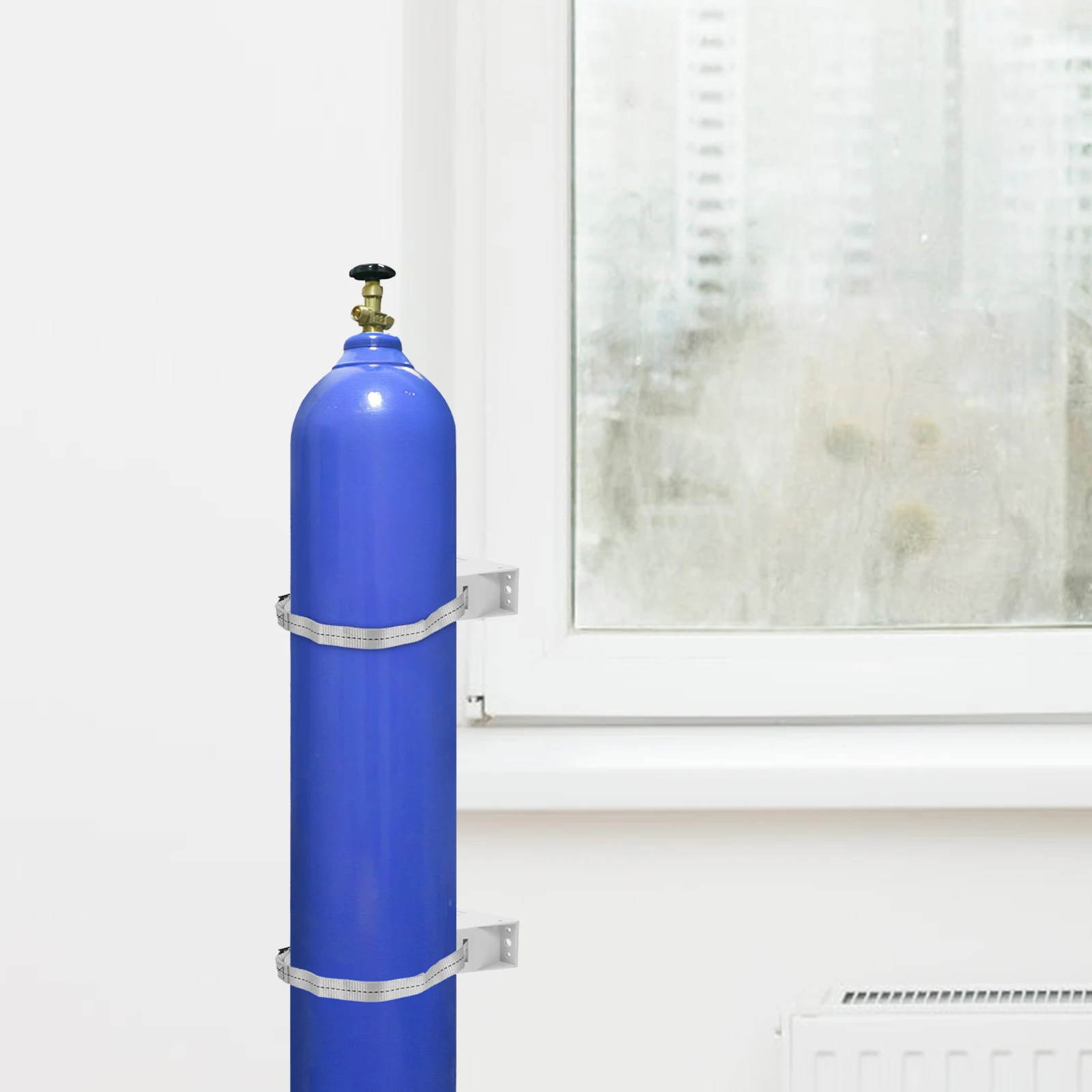 

Gas Cylinder Holder 40L Plastic Iron Bracket Hydrogen Oxygen Tank Secure Wall Mount Propane Stand Gas Bottle Rack