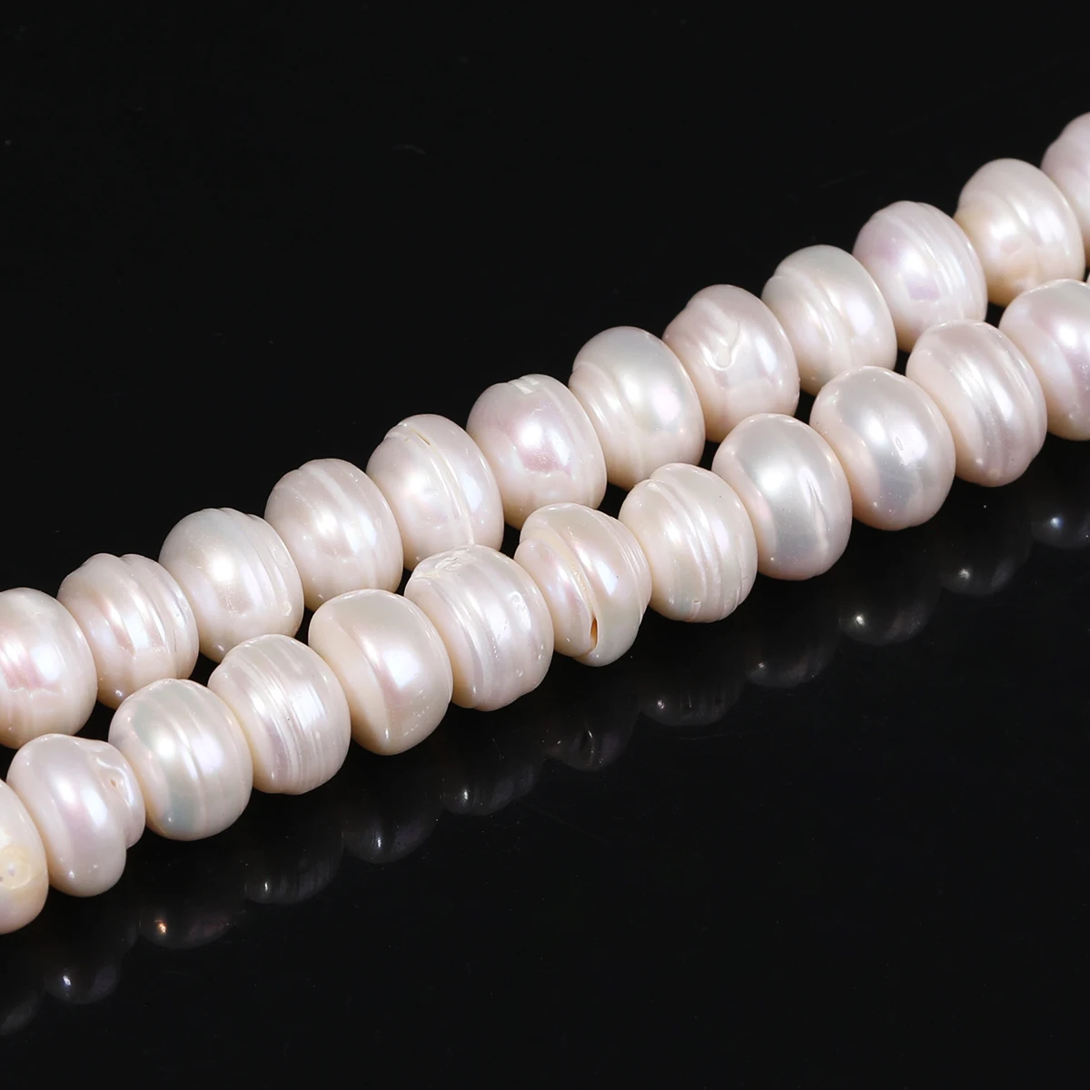 Natural Freshwater Pearls 9-10mm Flat Pearl Thread Stringing Drilled Loose Bead Jewelry Making DIY Necklace Bracelet Accessories