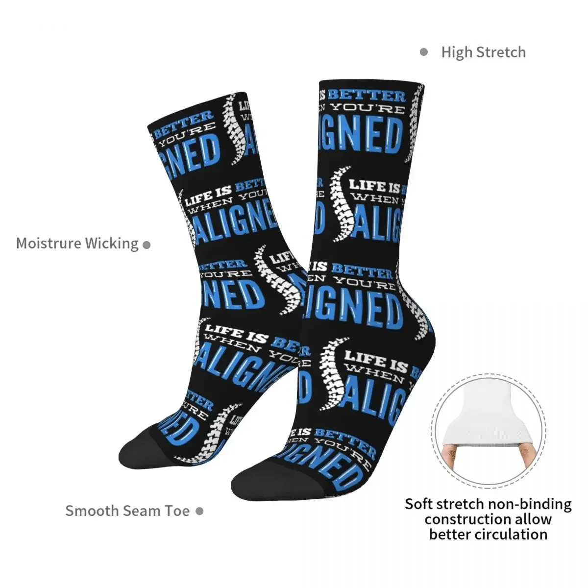 Chiropractic Funny Chiropractor Gift Socks Harajuku Sweat Absorbing Stockings All Season Long Socks for Unisex Birthday Present