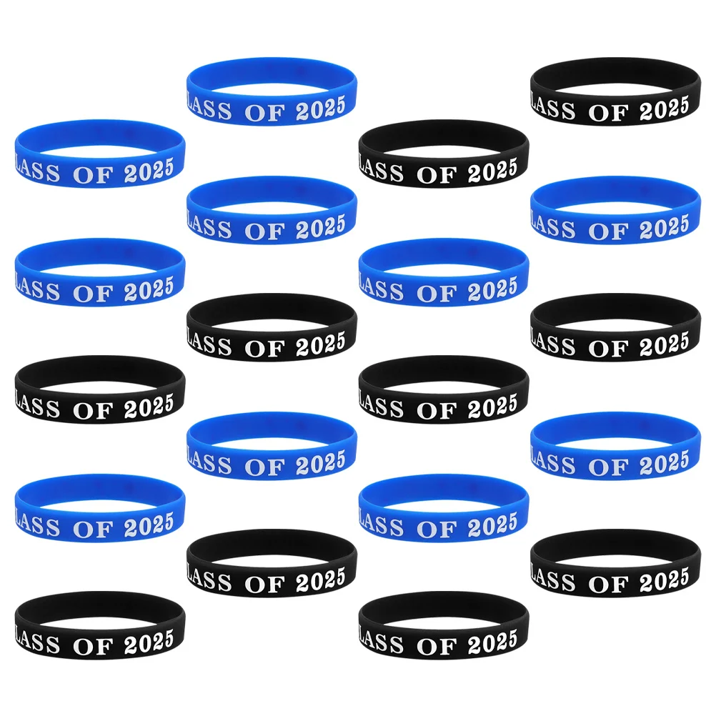 

20Pcs Graduation Season Silicone Wristbands Stylish Comfortable Adjustable Fit for Kids Teachers Party Accessories Bulk Congrats