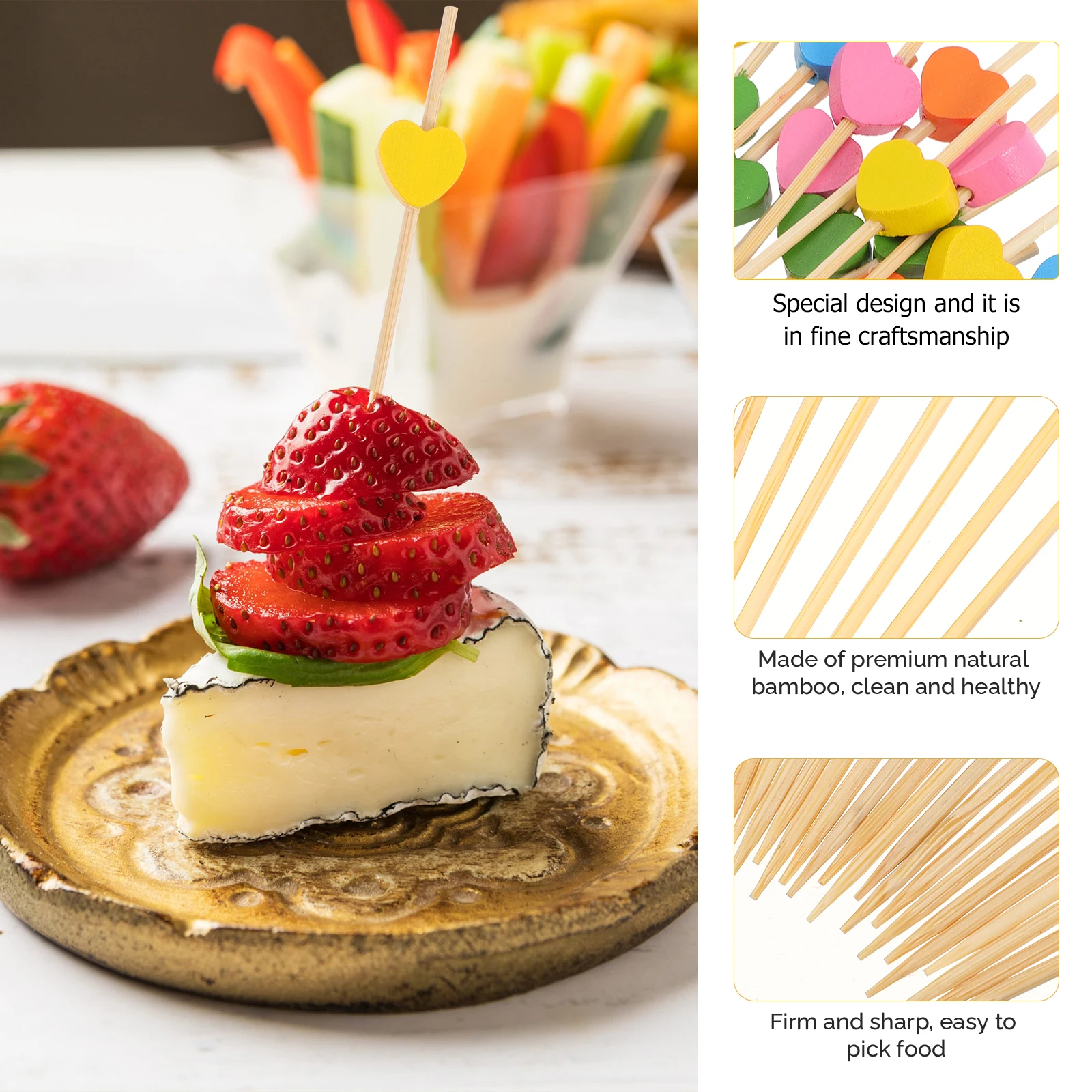 

200 Pcs Fruit Stick Cocktail Toothpick Party Food Skewers Fruitful Picks Appetizer Decorate
