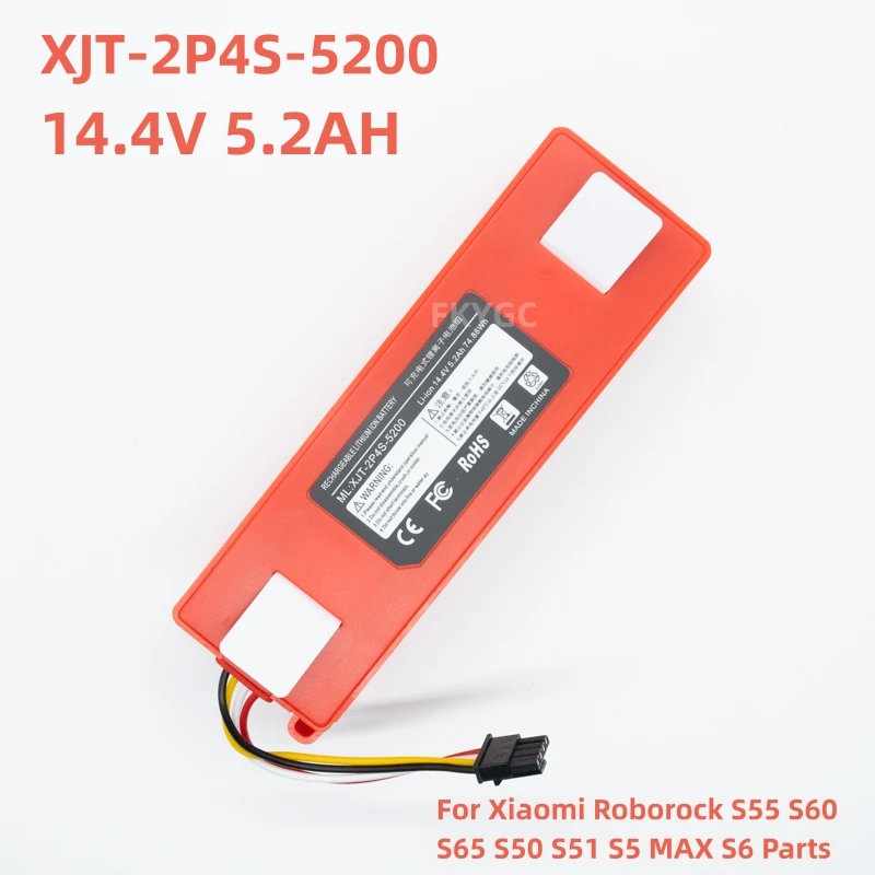 New XJT-2P4S-5200 14.4V 5.2AH Floor Sweeper Battery For Xiaomi Roborock S55 S60 S65 S50 S51 S5 MAX S6 Parts