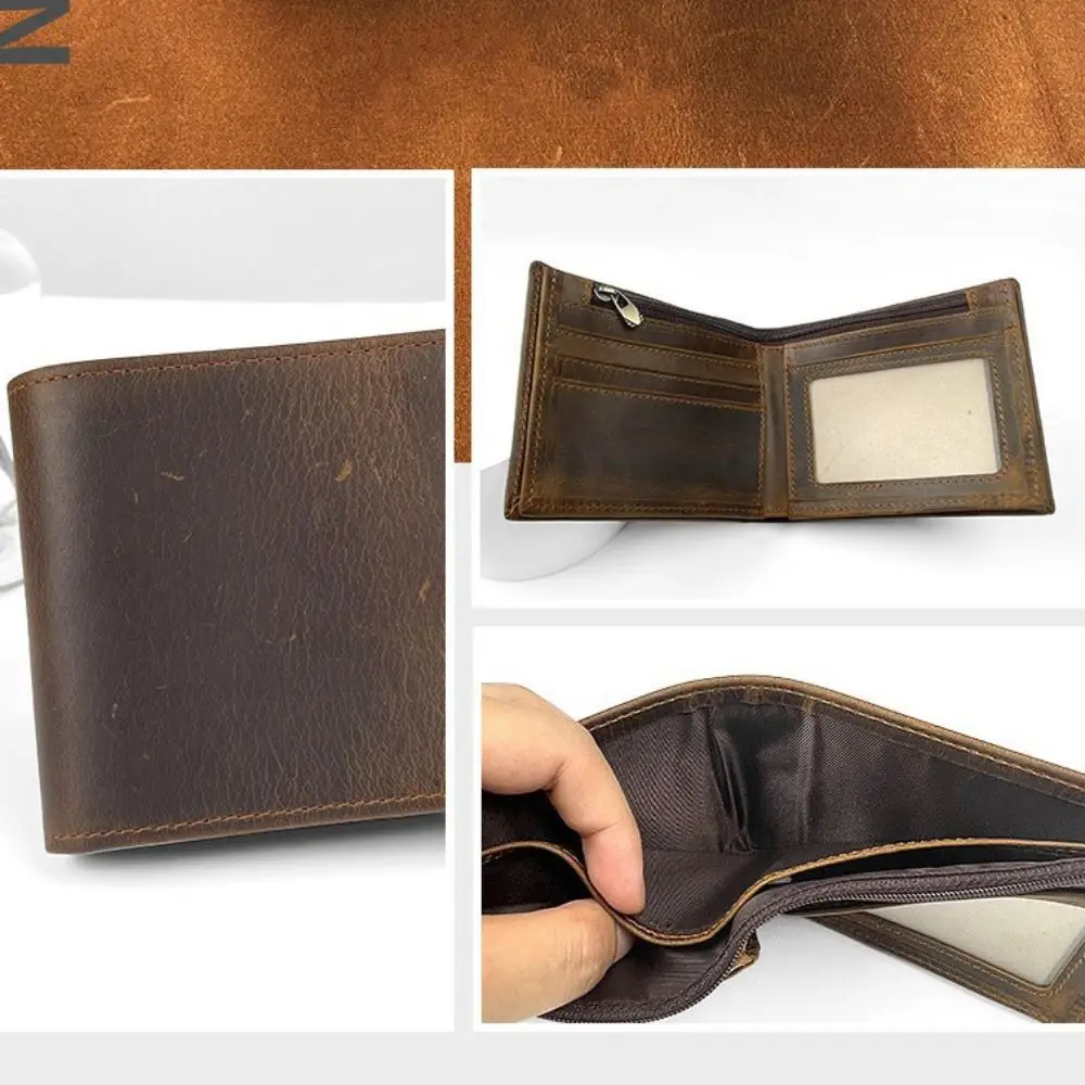 Retro Vintage Genuine Leather Wallet Multi-Card Slot Slim Design Short Wallet Lightweight Handmade Card Bag Gift