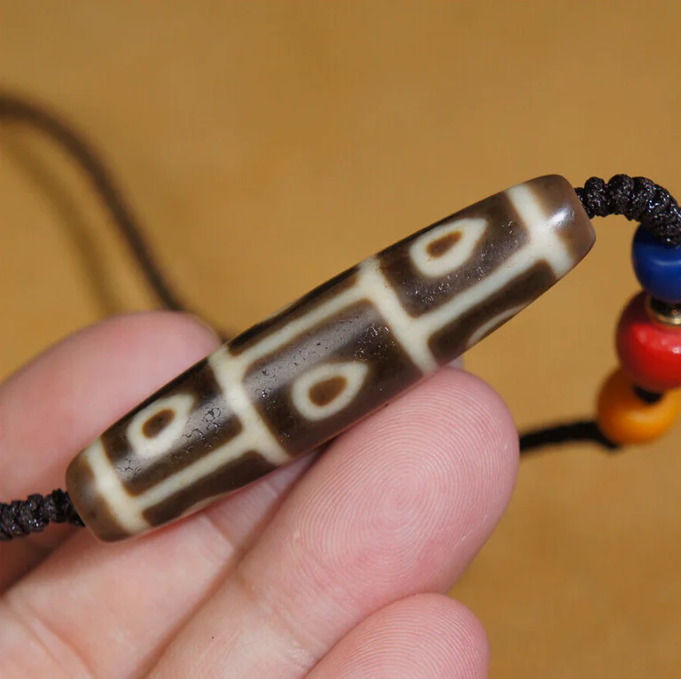 Ancient Tibetan DZI Beads Old Agate Bodhi 9 Eye Totem Amulet Necklace Pendant GZ