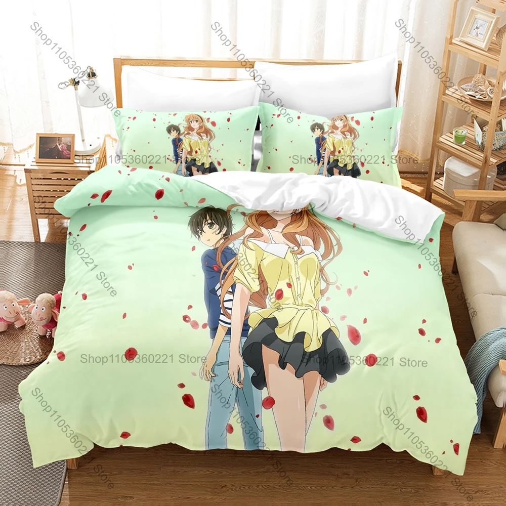 Golden Time Tada Banri Kaga Kouko Campus Youth Romance Anime HD Print Bedding Set Duvet Cover + 2 Pillowcases All Season