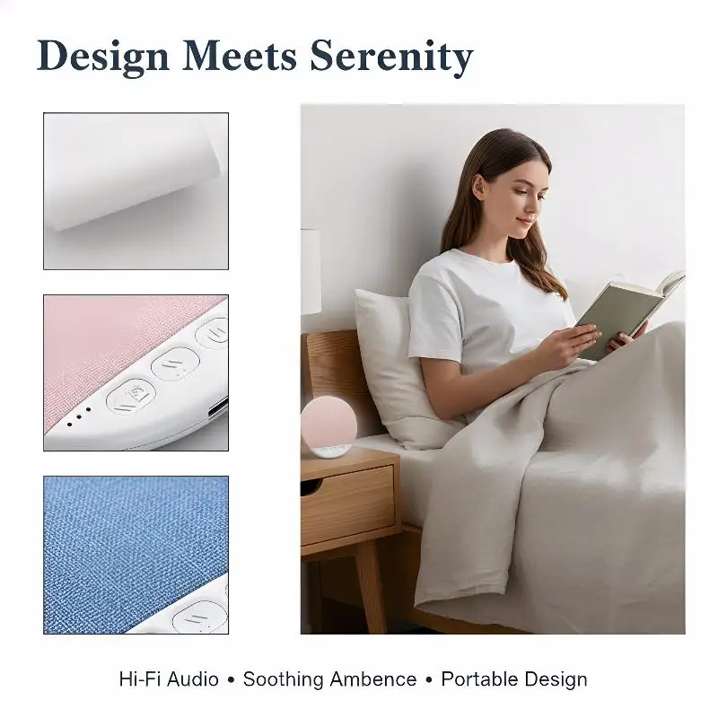 Under Pillow Mini Speaker 5.4 Hifi Stereo Sound Machine White Noise With 30/60/90 Min Timer For Bedroom Sleep