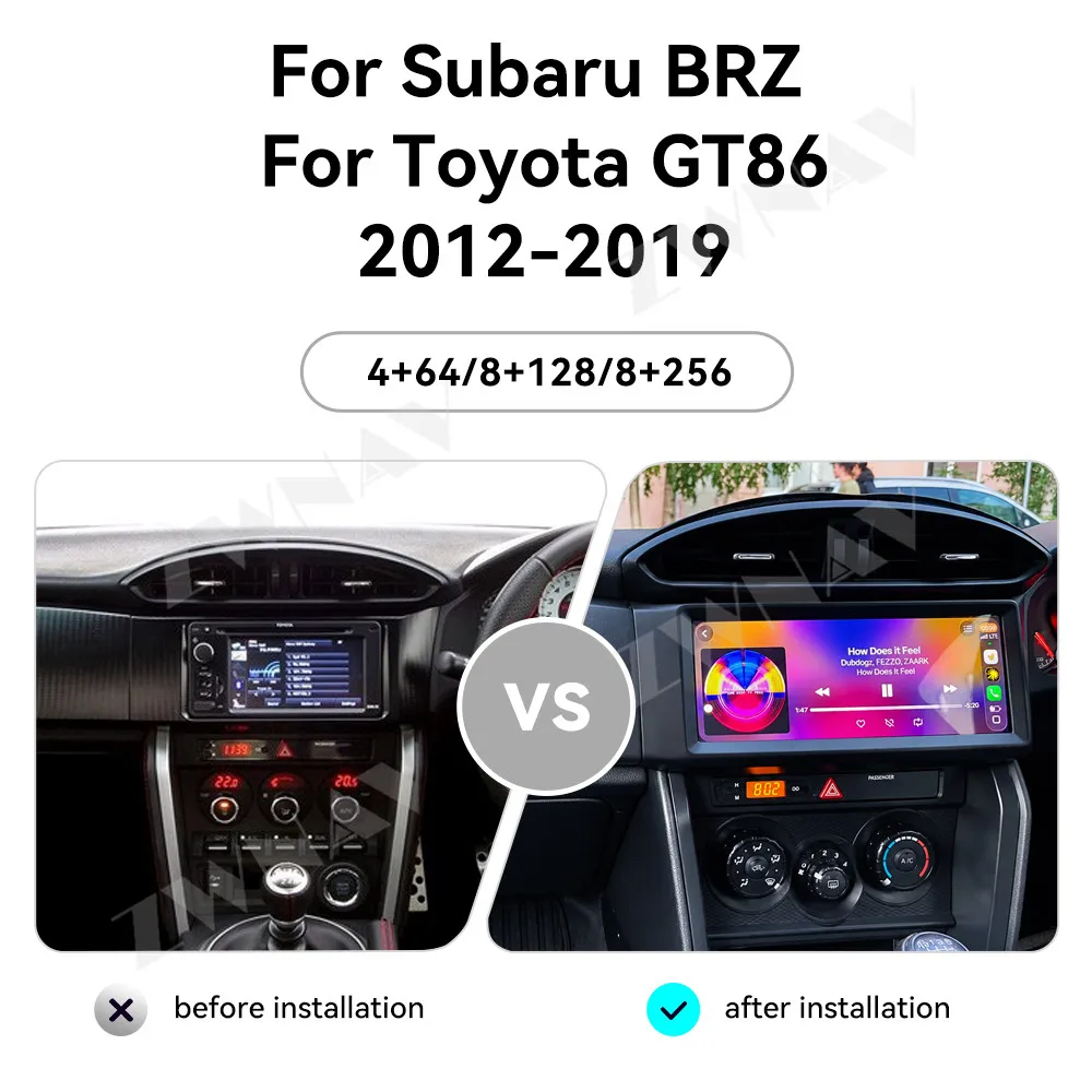 10.25 inch For Subaru BRZ For Toyota GT86 2012-2019 RHD Car Radio Bluetooth 5.0 Carplay Car GPS Navigation Screen Head Unit DSP
