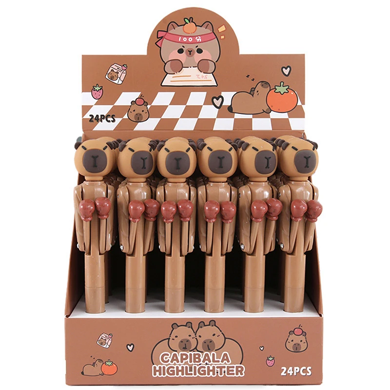 1Pcs Cartoon Decompression Boxing Pen Creative Capybara Ballpoint Pen Student Stationery Office Supplies Stress Relieving Gifts