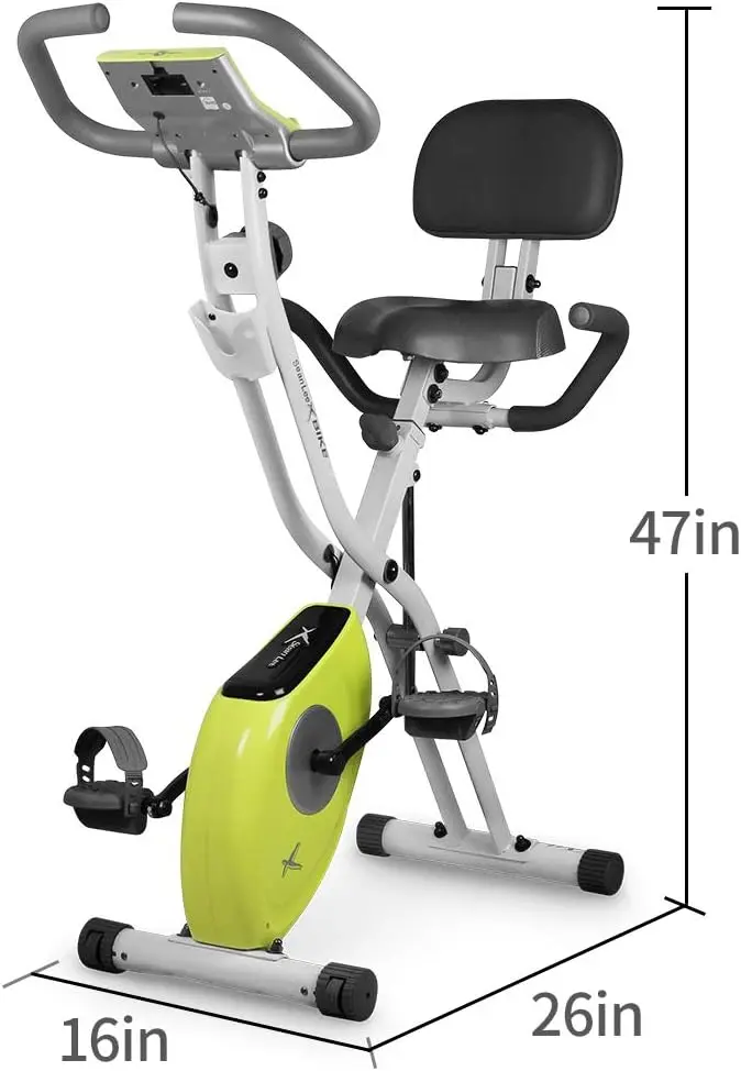 LEIKE X Bike Ultra-Quiet Folding Exercise Bike, Magnetic Upright Bicycle with Heart Rate,LCD Monitor and easy to assemble