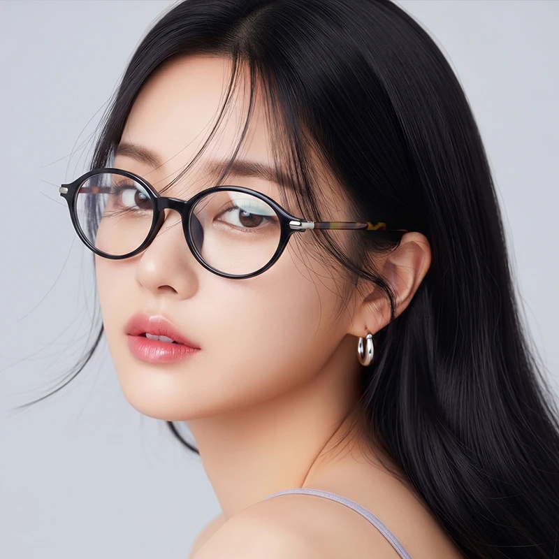 Korean version minimalist TR90 anti-blue light glasses, women's retro-style decorative frame