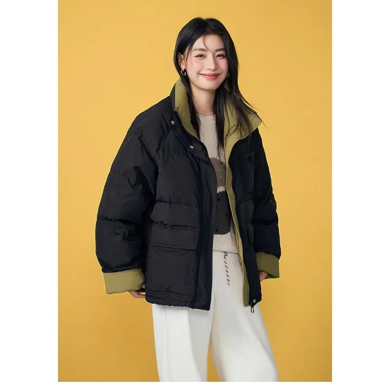 Women's Clothing Winter Down Cotton Coats Warm New Loose Fit Casual Versatile Cotton Coat Fashion Patchwork Windproof Outerwear