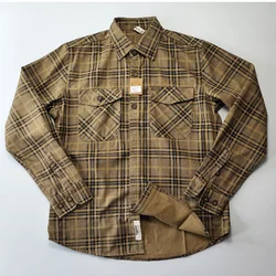 Vintage American Casual Check Shirts for Men Spring Autumn Long Sleeve Loose 100% Cotton Dense Blouse Youth Male Fall Plaid Tops