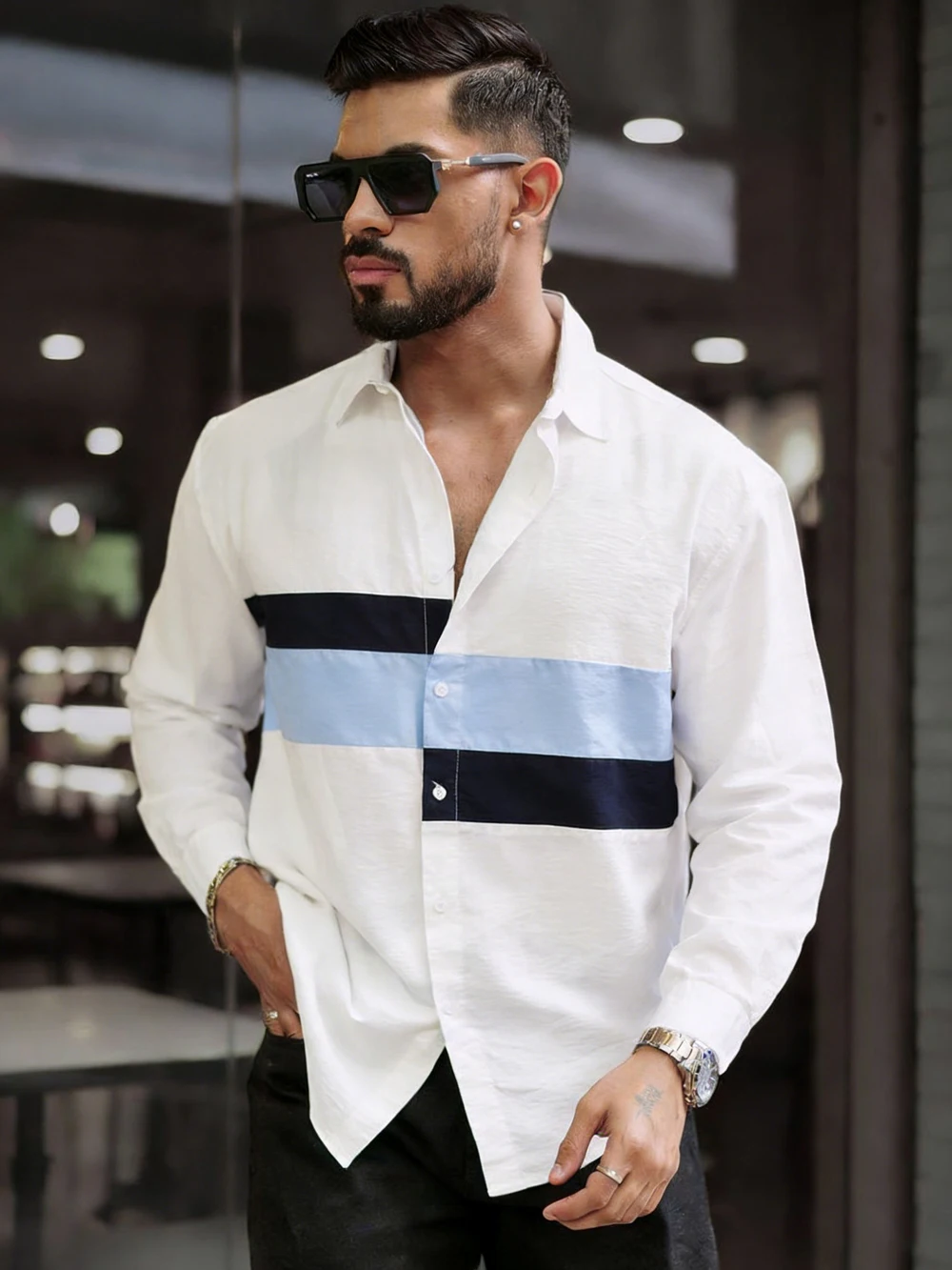 

Мужская модная рубашка 2026 года с длинным рукавом, разноцветная, в стиле пэчворк, с 3D-принтом, дизайнерская, для отпуска, вечеринок и мероприятий, мужская одежда