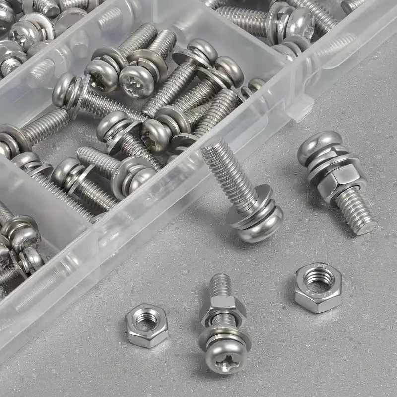 380pcs/boxed M2-M5 round head cross bolt screw nut flat washer combination kit