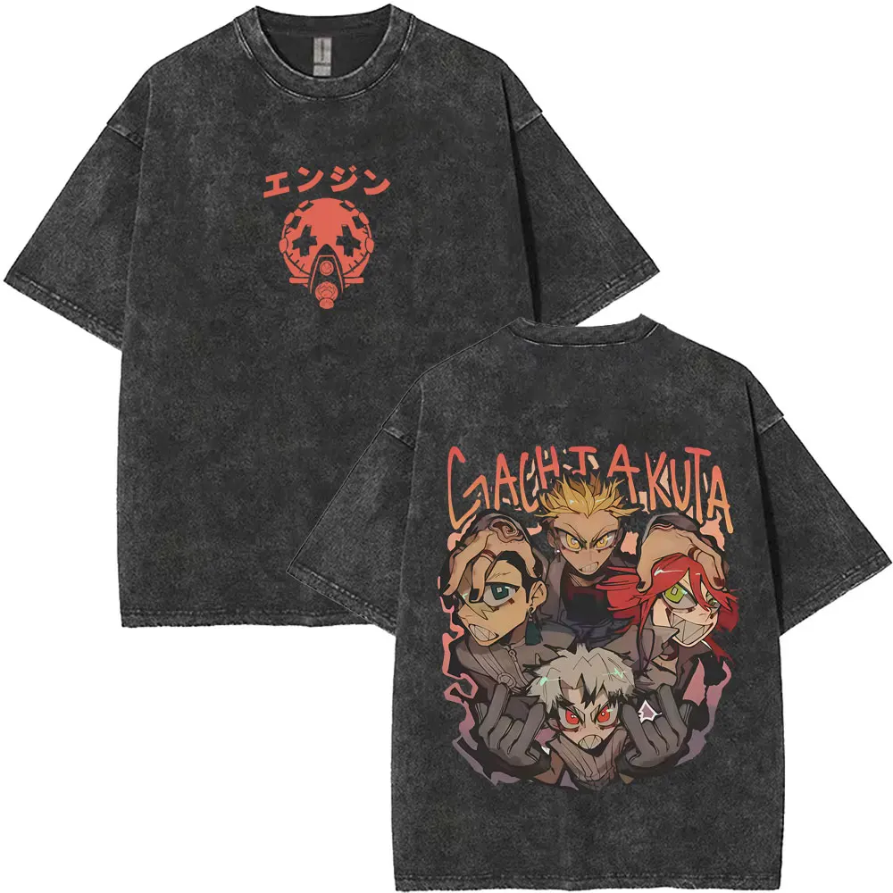 Anime Gachiakuta Vintage Washed T Shirt Riyo Reaper Manga T-shirts Men Women Cotton Casual Oversized TShirt Y2K Clothes