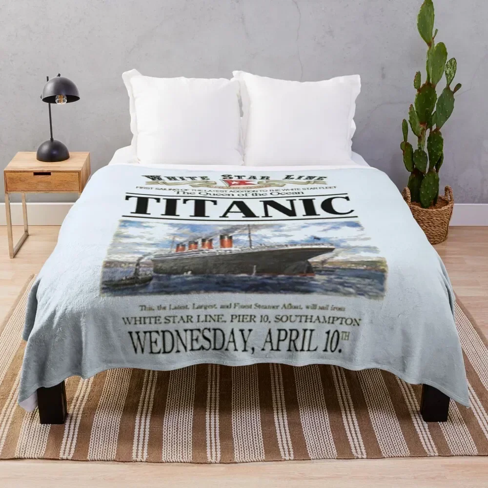 

Titanic Sinking Vintage Poster Cruise Ship Atlantic Ocean Voyage Throw Blanket Warm Napping Blanket for Office Couch Bed