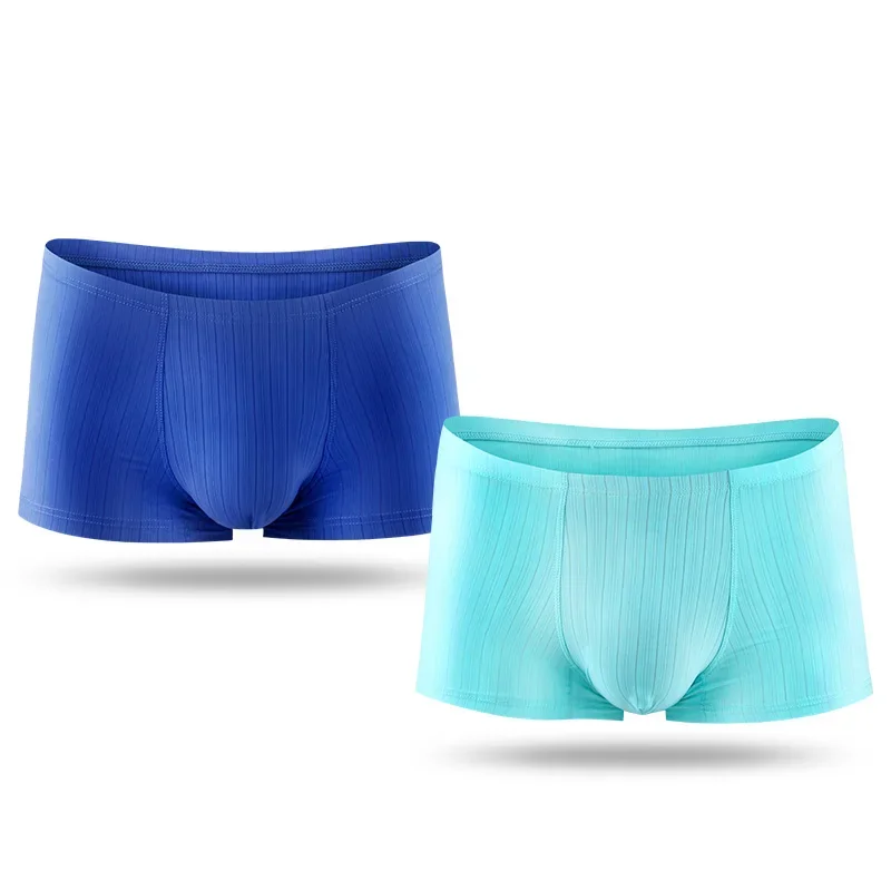 1pc Summer thin breathable men's ice silk seamless underwear boxers a piece of youth sexy boxers