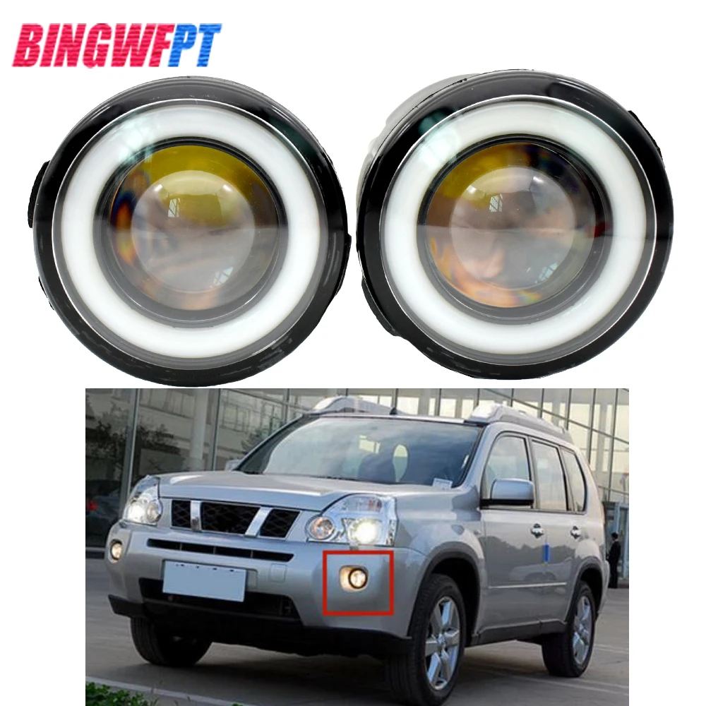 2 sztuk Super jasne LED światła przeciwmgielne + anioł oko biały dla Nissan x-trail (T31) zamknięty pojazd terenowy 2007-2013