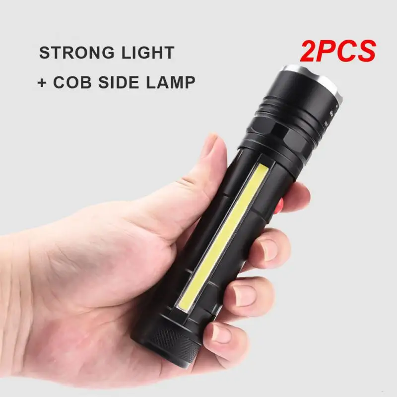 

2PCS Powerful LED Flashlight COB Work Light with Magnet USB Tactical 4 Modes Waterproof Fishing Lantern 18650 Zoom Lamp