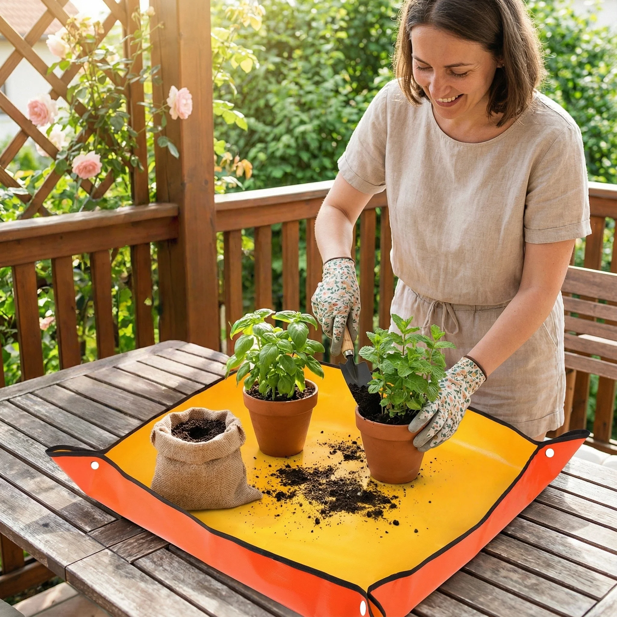 Große Pflanzen-Umtopfmatte für Zimmerpflanzen, Topfboden, faltbar, wasserdicht, für Pflanzen, tragbar, Garten-Topfmatte