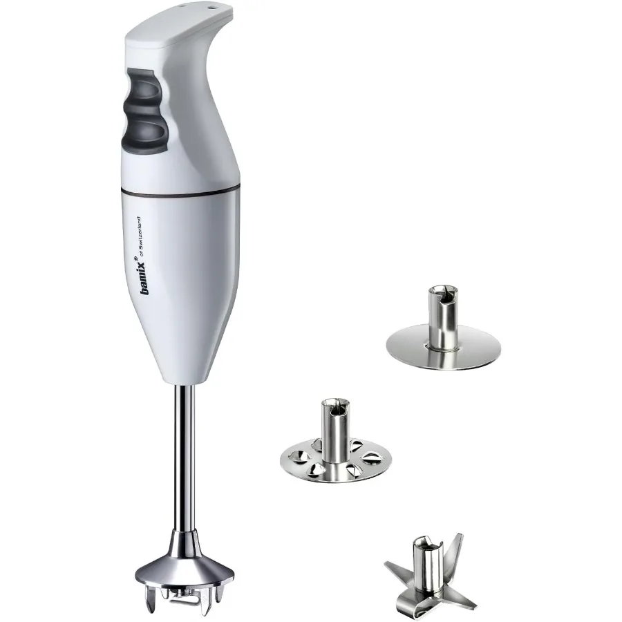 Swiss EO150 Classic Stick Blender White Immersion Blender with Multipurpose Blade Beater Whisk for Kitchen Use