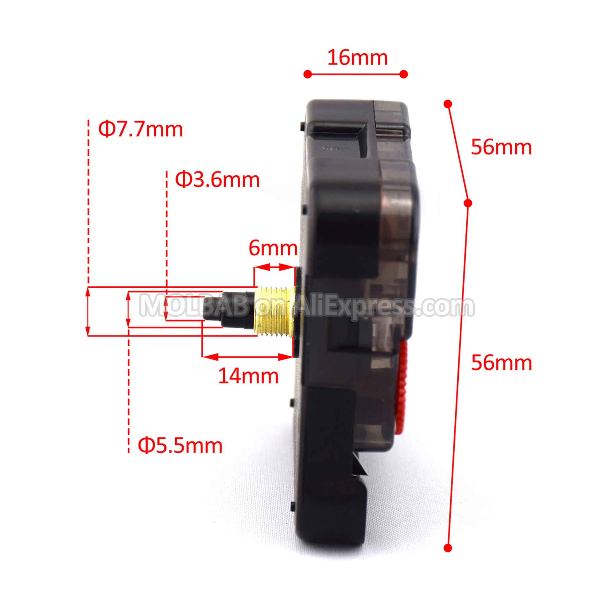 14mm Shaft Quiet Sweep Quartz Clock Movement Parts YOUNGTOWN 12888st DIY Wall Timepiece Mechanism