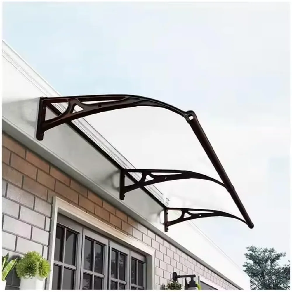 

Metal Window Door Awning Canopy UPF 50+, Dark Brown with Aluminum Bracket Polycarbonate Board 40 Inch x 40 Inch