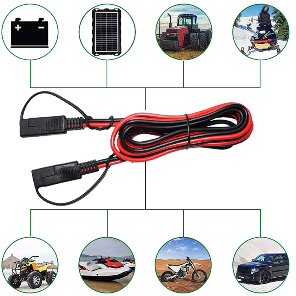 SAE to SAE Extension Cord 14AWG Copper Wire with Switch for Camper Trailer Solar Battery Charger Applications 180cm