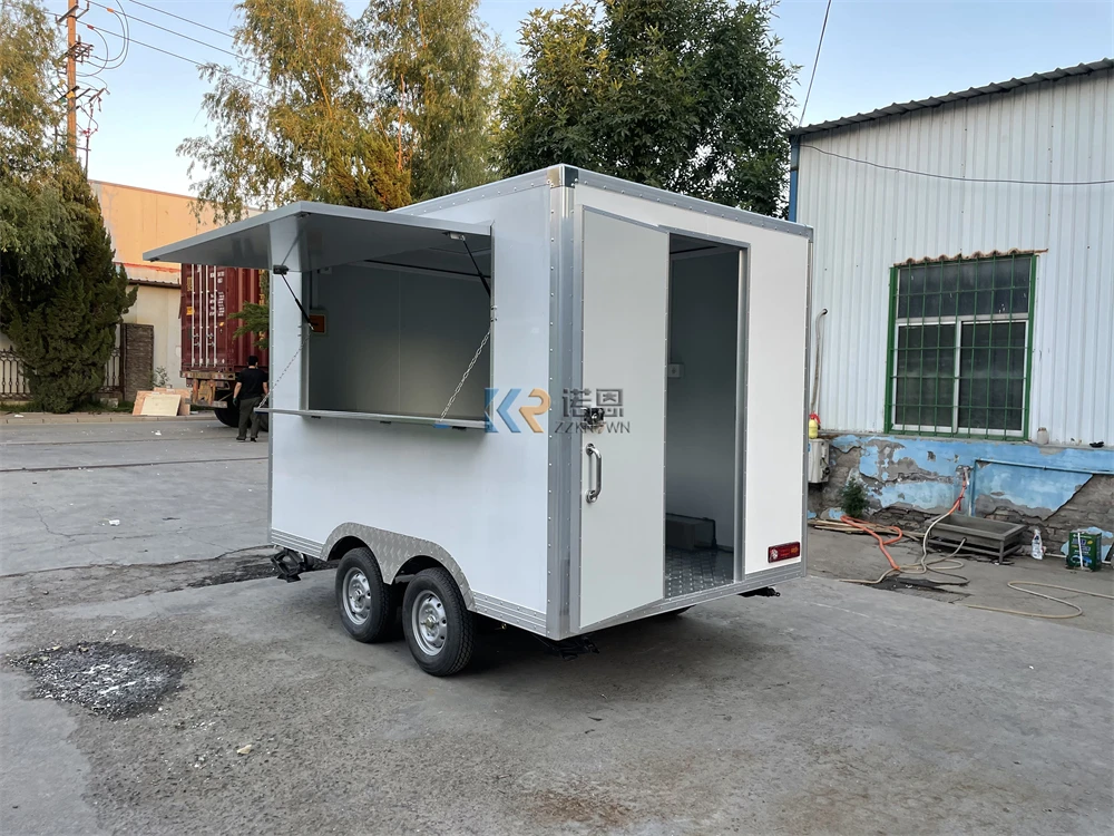 Chariot de restauration rapide mobile, cuisine, rue, remorques alimentaires, vente de collations, kiosque extérieur, 3m de long