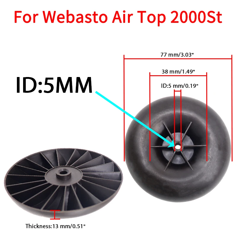 Pièces de générateur de ventilateur de roue de vent de moteur de voiture, Webasto Air Top 2000St, chauffage de stationnement diesel, bus, caravane,