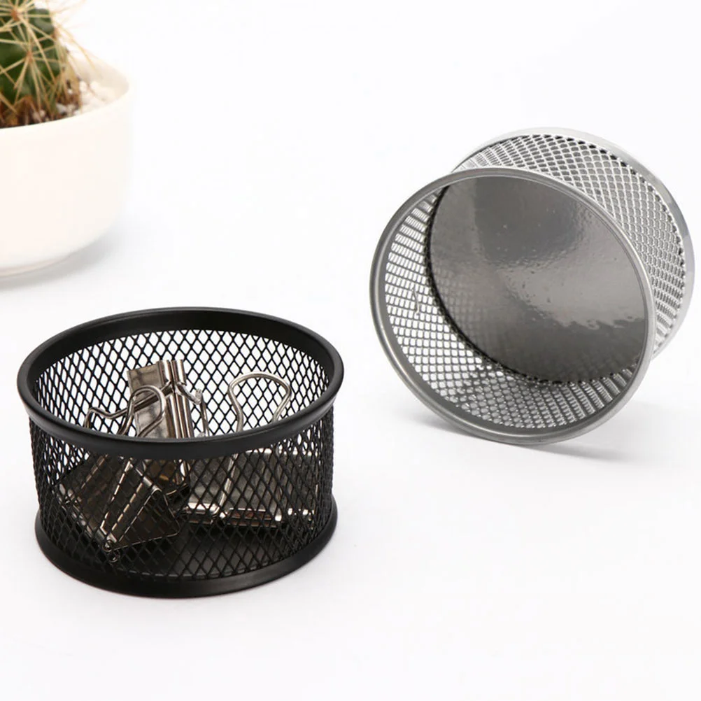 4 PCS Desk Organizer Paper Clips Storage Bucket Cup Dispenser Mesh Holder Girl Container Black Multi-functional Office