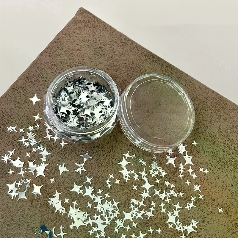 Boîte de paillettes en forme d'étoile pour ongles, 1 boîte, flocons scintillants, breloques pour Nail Art, décorations, tranches, accessoires à faire soi-même