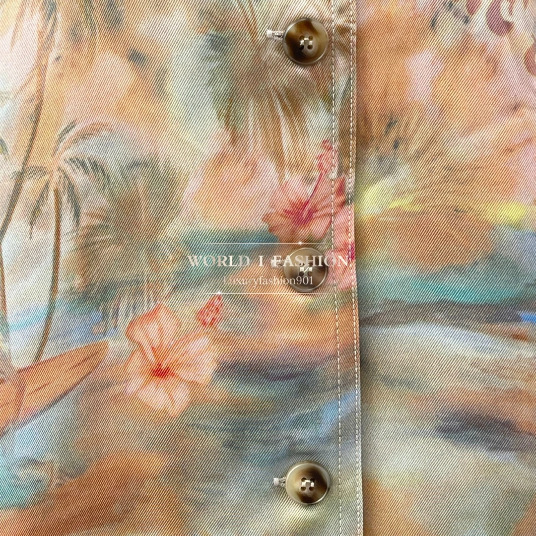 

Блузка с короткими рукавами и принтом, топы высокого качества, синий утренний пейзаж